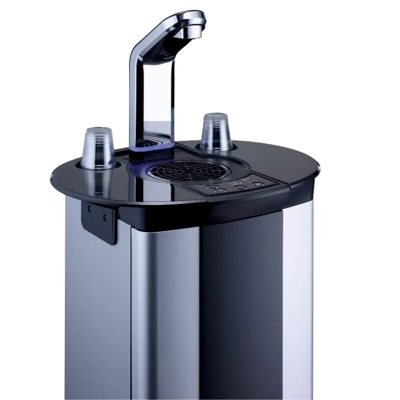 Borg & Overstrom B5 Black and silver water dispenser with a faucet, ideal for UK businesses seeking water coolers and machines for hire.