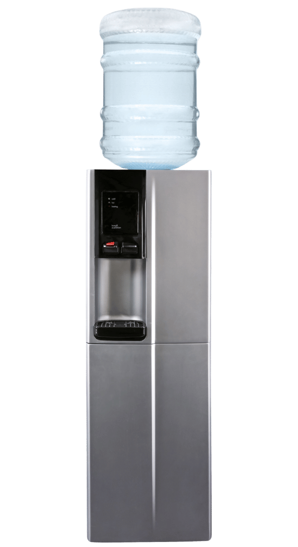 Borg & Overstrom B5 Black and silver water dispenser on a white background, ideal for UK businesses seeking water cooler rentals.